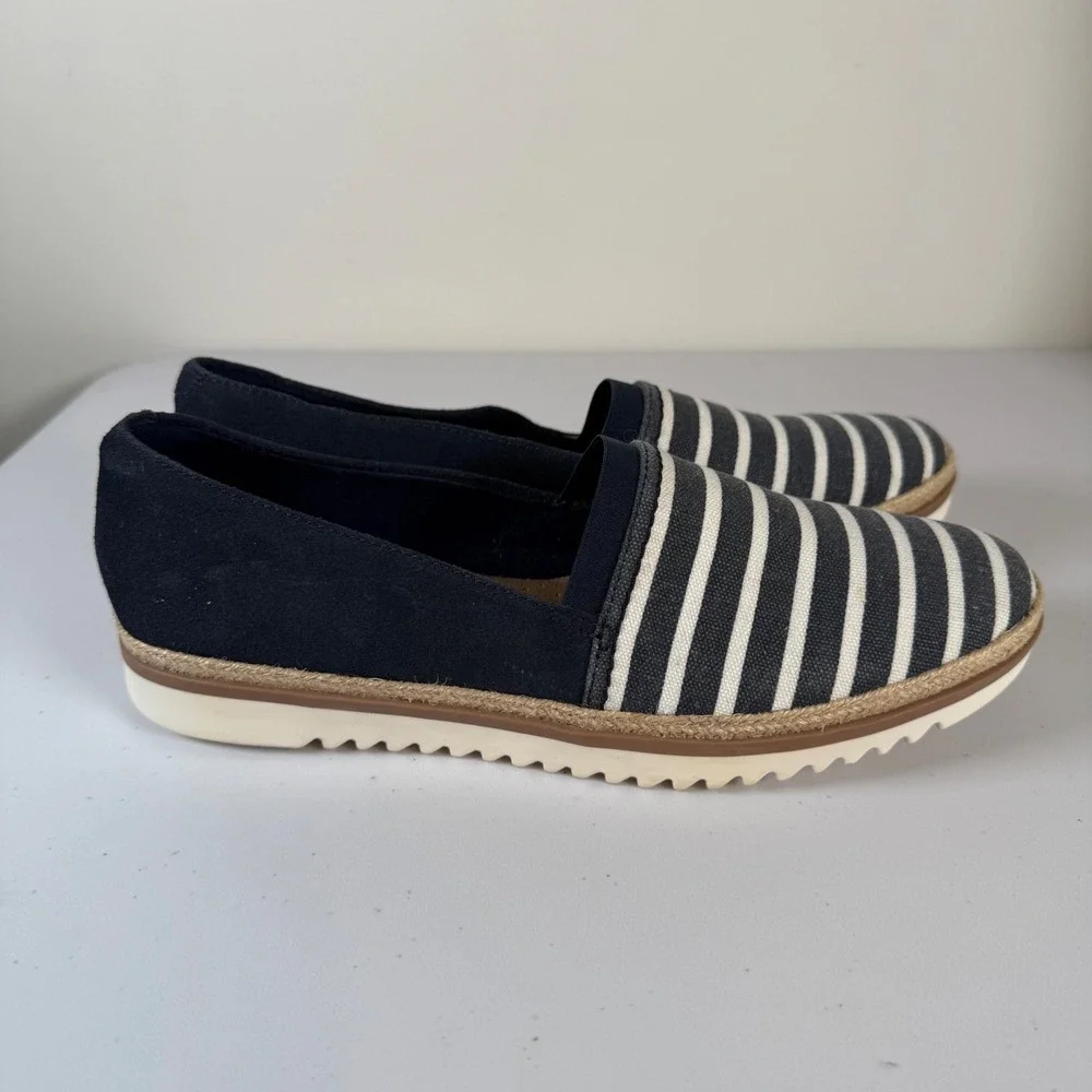 Clarks Collection Serena Paige Slip On Shoes 8.5 Nautical Striped Espadrille